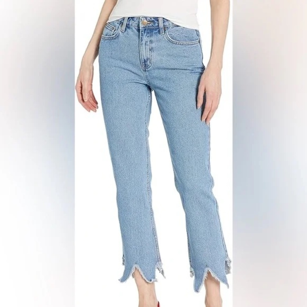 Women's Light Blue Frayed Hem Jeans